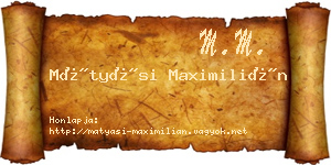 Mátyási Maximilián névjegykártya